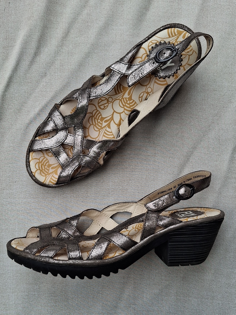 Fly London Open Toe Leather Sandals - Metallic Bronze - Size EU 40 US 9.5-10